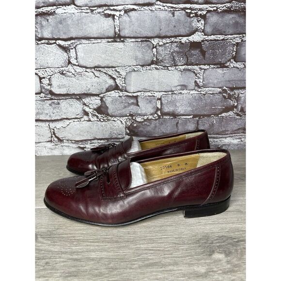 Stamati Mastroianni Burgundy Leather Wingtip Tassel Loafers Men’s Sz 8M US/41EU - Picture 7 of 16